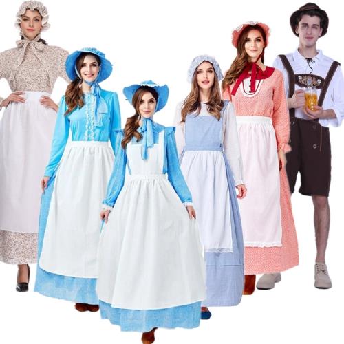 萬圣節歐洲田園風農婦裙法國女仆裙中世紀平民服裝成人話劇演出服