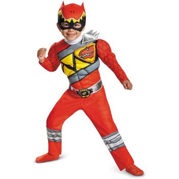 超級英雄衣服恐龍戰隊強龍紅兒童角色扮演游戲萬圣節男孩肌肉服裝