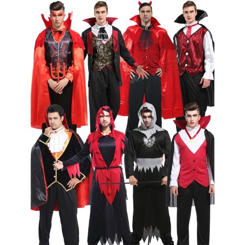 萬圣節服裝成人男女款演出服骨架鬼衣惡魔魔鬼服裝死神吸血鬼披風