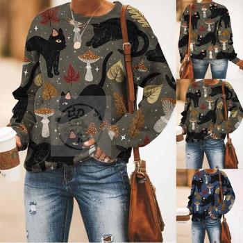 -Womens autumn and winter Halloween new long-sleeved pullov