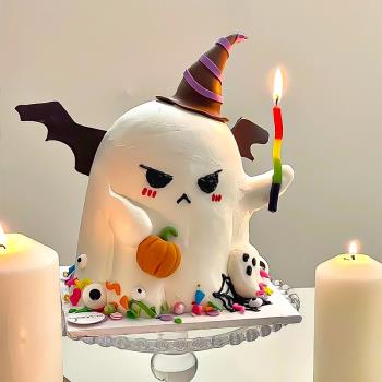 2022年小紅書同款萬圣節蛋糕烘焙裝飾搞怪女巫帽幽靈插件插牌擺件