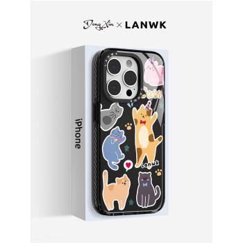 LANWK適用於蘋果16/15Pro手機殼新款iPhone15ProMax透明矽膠高階防摔手機套14網紅男女小眾13高階感貓貓party