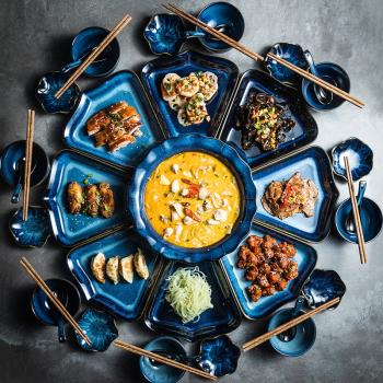 日式團圓拼盤組合陶瓷碗盤餐具套裝家用聚餐酒店餐廳大拼盤擺盤