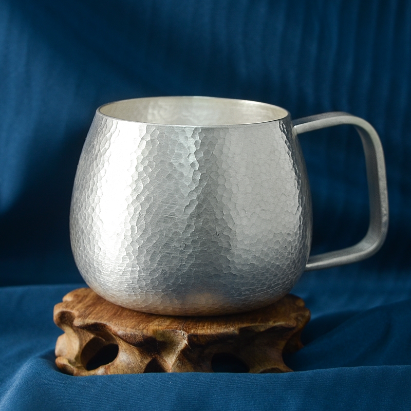 足銀999馬克杯純銀手工錘紋咖啡杯水杯大容量茶缸茶杯子|茶杯|ETMall