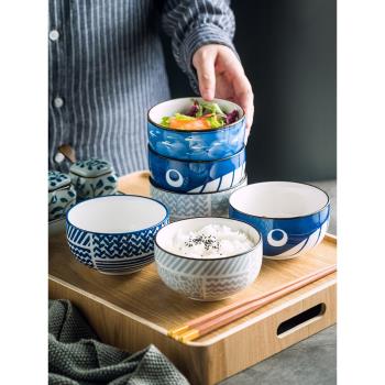 日式和風陶瓷碗家用單個創意個性可愛碗餐具套裝米飯碗吃飯小碗