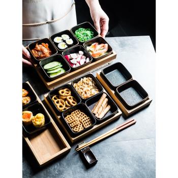 日式陶瓷分格盤干果盤拼盤 家用零食盤水果小吃碟木托盤醬料碟子