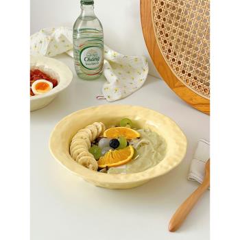 穆尼 ins風奶油色草帽盤家用餐具菜盤陶瓷盤子意麵盤早餐沙拉湯盤