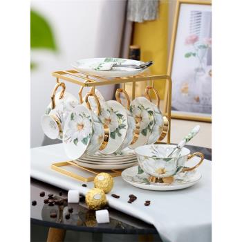 歐式陶瓷杯咖啡杯套裝 創意簡約家用骨瓷咖啡杯子6件套高檔禮盒裝