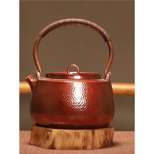 銅壺北越堂日本純紫銅茶壺一體燒水煮茶壺純手工煮茶器電陶爐套裝|茶壺