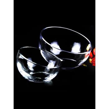 透明玻璃水碗斜口碗貓咪斜口玻璃碗沙拉碗貓咪貓碗寵物藝術碗淺口