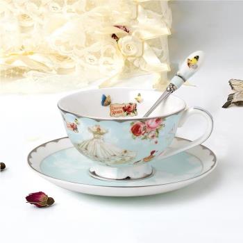 創意歐式咖啡杯碟套裝陶瓷金邊骨瓷咖啡具整套簡約田園下午紅茶杯