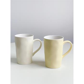 簡約不規則錘紋馬克杯ins風辦公家用咖啡杯熱飲陶瓷杯帶勺牛奶杯