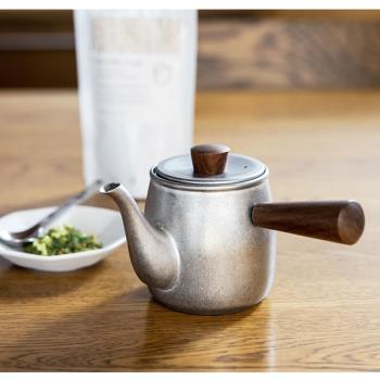 日本制宮崎制作所磨砂小茶壺不銹鋼日式單人沖泡茶器急須帶過濾網