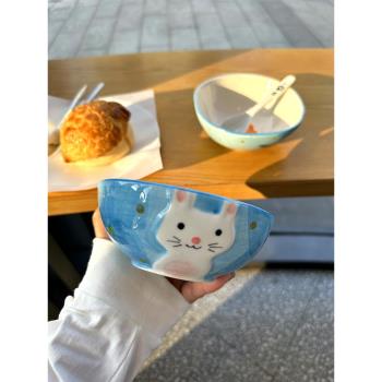 韓式可愛兒童碗厚實米飯碗陶瓷家用寶寶吃飯碗湯碗沙拉零食碗學生