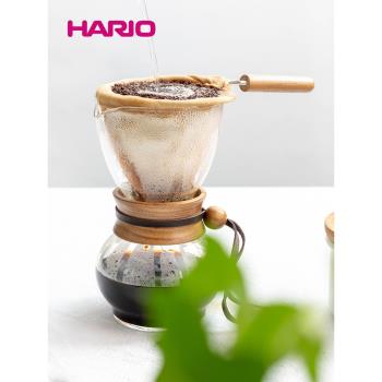 日本HARIO法蘭絨濾布袋手沖咖啡壺 家用滴濾式玻璃咖啡壺套裝DPW