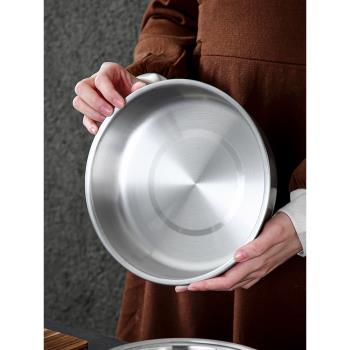 onlycook 304不銹鋼盤子圓盤食品級菜盤家用餐盤餃子托盤蒸盤碟子