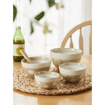 日本進口美濃燒家用陶瓷清新日式米飯碗波點菜碗湯碗面碗料碗