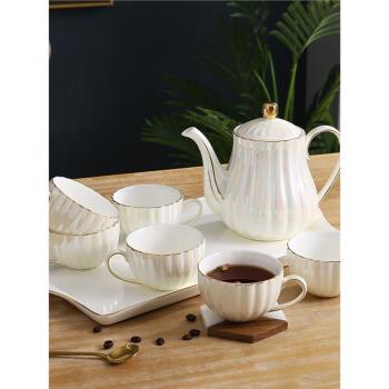 高檔陶瓷客廳杯子套裝歐式家用咖啡杯套裝茶具茶杯杯具帶托盤禮盒