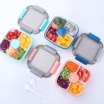 兒童水果輔食雙層塑料便當盒分格午餐飯盒學生便攜可微波爐保鮮盒