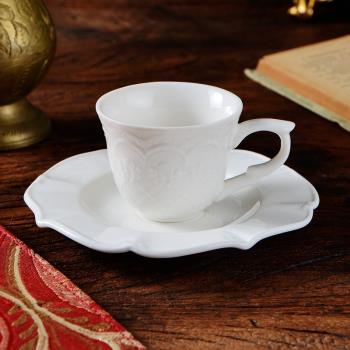 意式濃縮咖啡杯碟 小杯碟套裝 歐式宮廷浮雕陶瓷咖啡杯碟 60毫升