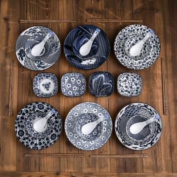 28頭日式青花陶瓷餐具 碗碟碗盤碗筷套裝家用 菜盤子勺子味碟組合