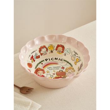 肆月大碗湯碗家用假日女孩大號碗套裝螺螄粉碗可愛風面碗餐具陶瓷