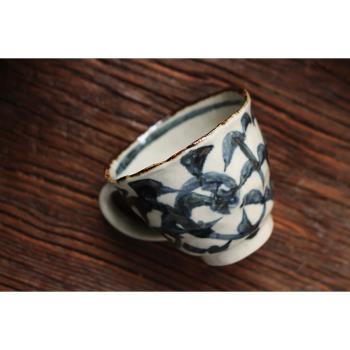 日本美濃燒傳統手繪唐草茶杯咖啡杯套裝多用三足雙耳大缽果盤餐盤