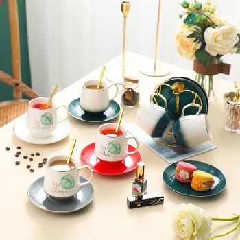家用高顏值咖啡杯帶勺杯碟套裝帶把手杯子茶杯高檔精致歐式小奢華