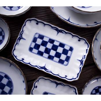 吉祥小紋 日本進口美濃燒市松圓盤家用湯面碗米飯碗菊形波浪邊
