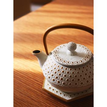 日本進口南部鐵器 急須白金龜甲茶壺 鑄鐵壺帶茶濾 鐵壺泡茶茶壺
