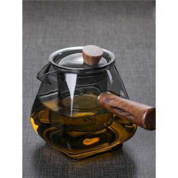 日式沐風玻璃專用木柄泡茶壺
