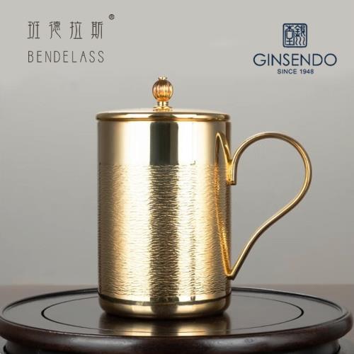 GINSENDO銀川堂馬克杯日本進口銀泡茶杯辦公室輕奢中式雙層銀茶杯