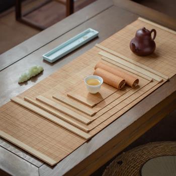 茶道新中式桌布墊子長方形竹編