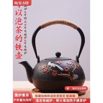 典工堂鐵壺南部紅葉孔雀鑄鐵壺無塗層生鐵壺老鐵壺燒水鐵茶壺套組