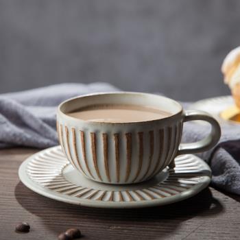 器昔手工咖啡杯子碟子歐式創意陶瓷拿鐵拉花杯個性牛奶喝水杯帶勺