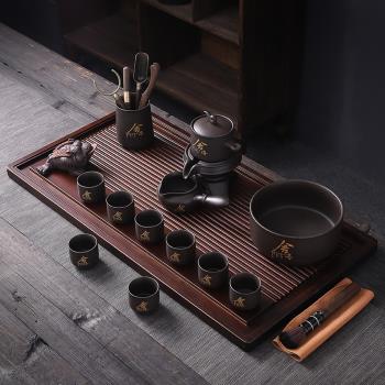 嵐山 紫砂功夫茶具茶盤一體套裝家用中式自動茶具高檔禮盒帶茶盤