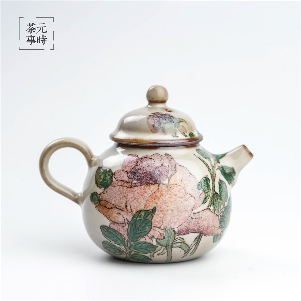 元時茶事劉平作品釉中彩茶壺瑪瑙釉手工手繪泡茶壺中式茶壺茶具|茶壺