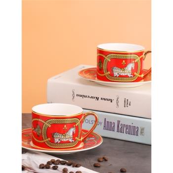 歐式咖啡杯碟禮盒套裝輕奢精致高檔家用陶瓷下午茶具水杯碟高顏值