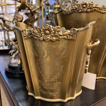印度進口美式黃銅香檳冰桶歐式輕奢創意紅啤酒冰桶高端金屬裝飾品