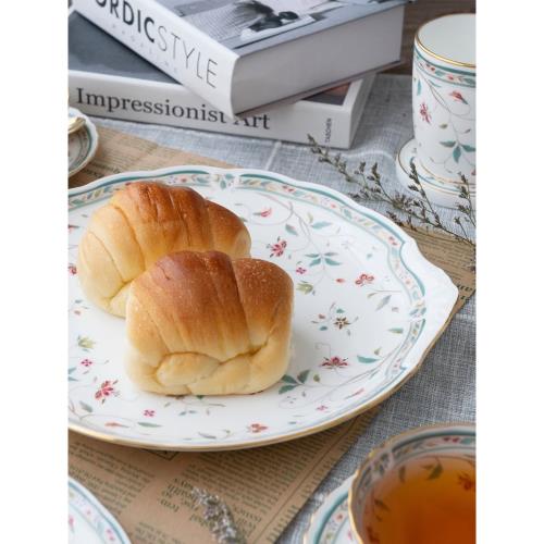 Noritake則武花更紗系列骨瓷米飯碗可愛少女心餐具套裝小清新家用