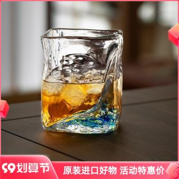 日本進口初壱硝子威士忌酒杯水晶玻璃杯日式手工海浪烈酒杯洋酒杯