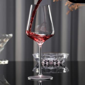 德國進口水晶玻璃勃艮第高腳杯歐式高顏值彩桿波爾多紅葡萄酒杯子