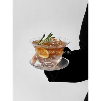 功夫茶系列國風雞尾酒杯中式茶杯玻璃杯復古咖啡杯碟古典冰球杯子