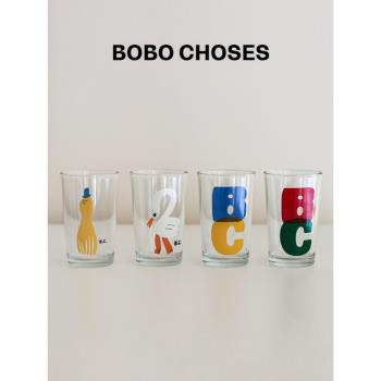 西班牙bobo choses高顏值印花玻璃杯套裝寶寶兒童水杯ins透明手繪