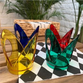 韓國進口 彩色環保杯托一次性紙杯托塑料隔熱 透明杯架4個裝