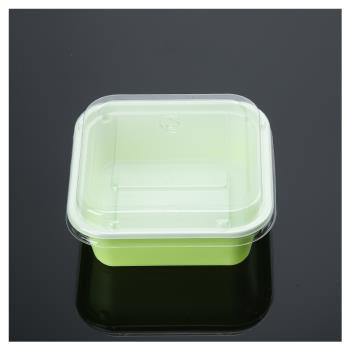 中央化學港式一次性甜品盒碗打包盒外賣盒透明方形紅黑塑料小吃盒