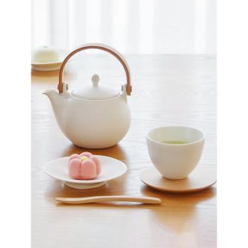 日本制SALIU結Yui和風純色茶壺對杯禮盒天然木柄紅茶飲料深山窯