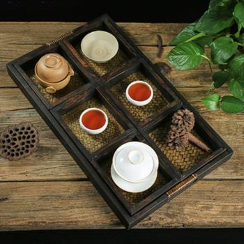 泰國水果盤創意木質藤編托盤茶盤茶具酒店桑拿客房用品東南亞木制