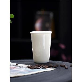 德化白瓷羊脂玉瓷陶瓷暖手杯簡約可樂杯綠茶握杯子水杯家用馬克杯
