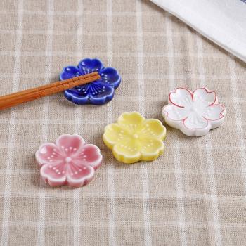 日式多色櫻花筷子架陶瓷勺托筆托筷枕桌面擺件